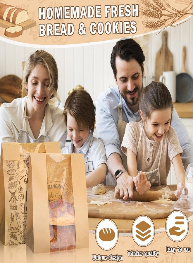 Spakon 120 Pack Large Kraft Paper Bread Bags for Homemade Bread 14 x 8.3 x 3.5 Sourdough Bakery Bags with Window with 120 Pcs Baked with Love Stickers for Baked Food Packaging Storage - Image 4