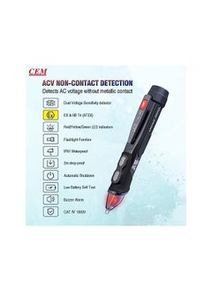 CEM AC-15EX Voltage Tester,Non-Contact Volt Tester, with Dual Range AC 12V-1000V/100V-1000V, Live/Null Wire Tester, Buzzer Alarm, Wire Breakpoint Finder, Flashlight, Ex ib IIB T4 (ATEX) - pzsku/Z7A5E2B45E0843A5322B0Z/45/_/1741347723/fbeb56ba-4391-45da-a941-6ad81738dc11