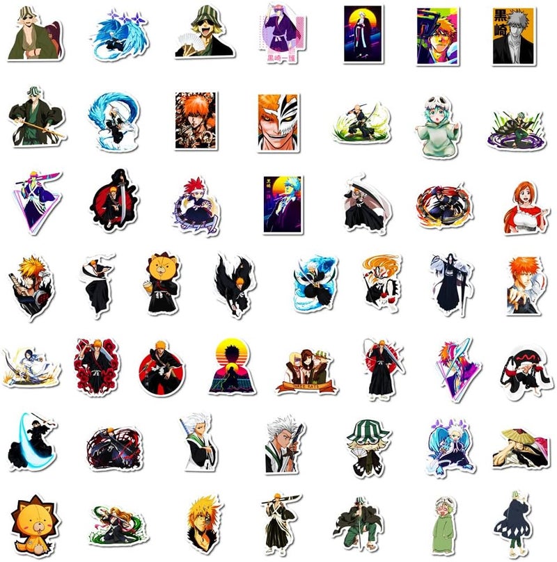50 ملصق أنمي BLEACH للابتوب، واقي الصدمات، لوح التزلج، زجاجات الماء، الكمبيوتر، الهاتف، حزمة ملصقات أنمي للأطفال/المراهقين - Image 2