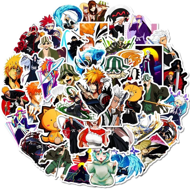 50 ملصق أنمي BLEACH للابتوب، واقي الصدمات، لوح التزلج، زجاجات الماء، الكمبيوتر، الهاتف، حزمة ملصقات أنمي للأطفال/المراهقين - Image 3