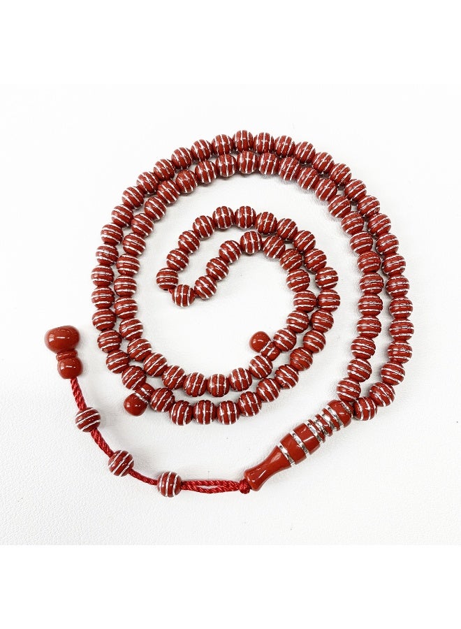NIBEMINENT 99 Muslim Prayer Beads Red/7mm 