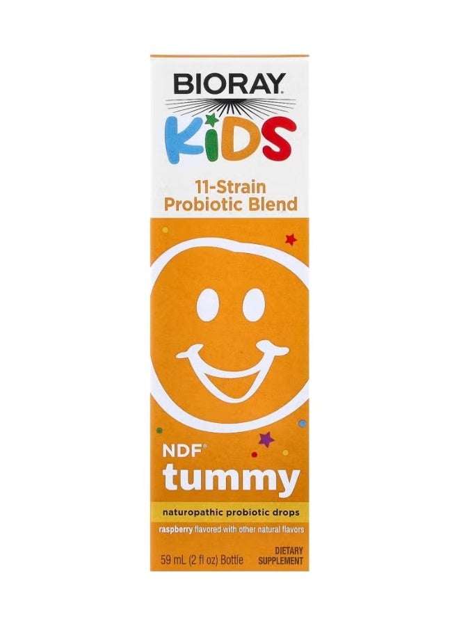 BIORAY Kids, NDF® Tummy, 11-Strain Probiotic Blend, Raspberry, 2 fl oz (60 ml) - Image 1
