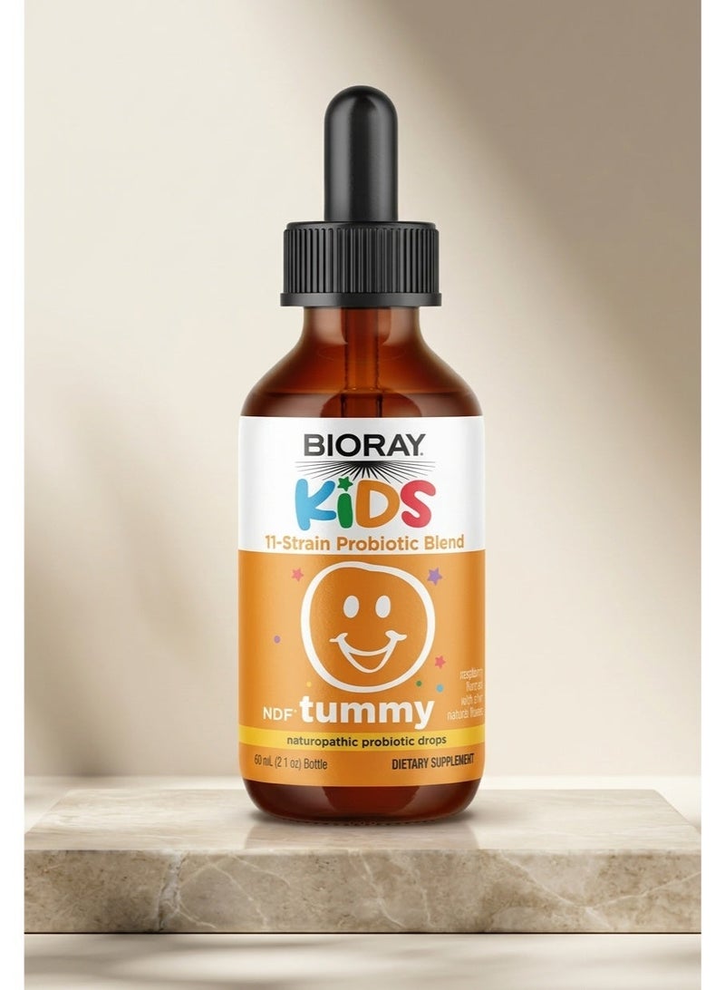 BIORAY Kids, NDF® Tummy, 11-Strain Probiotic Blend, Raspberry, 2 fl oz (60 ml) - Image 2