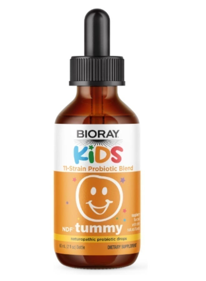 BIORAY Kids, NDF® Tummy, 11-Strain Probiotic Blend, Raspberry, 2 fl oz (60 ml) - Image 3