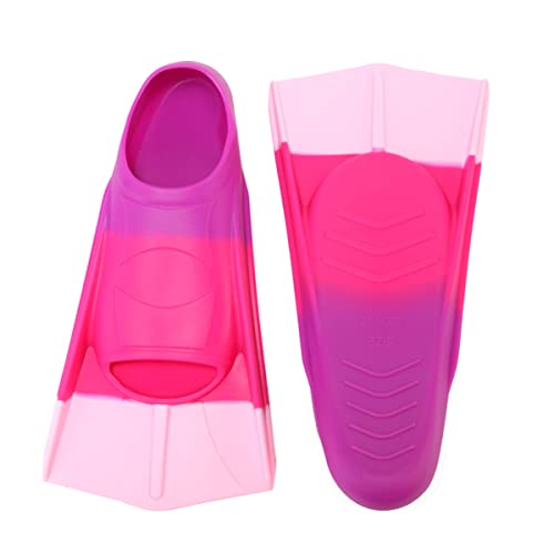 Fanwill Kids Swim Fins,Short Fins Swimming Flippers for Lap Swimming and Training for Youth Children,Girls,Boys (C-Purple/Rosepink/Pink, M(US Kids 3.5-4.5 US Women 5-7)) - Image 2