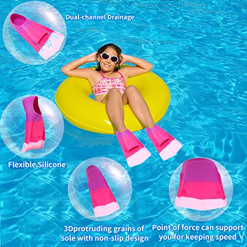 Fanwill Kids Swim Fins,Short Fins Swimming Flippers for Lap Swimming and Training for Youth Children,Girls,Boys (C-Purple/Rosepink/Pink, M(US Kids 3.5-4.5 US Women 5-7)) - Image 5