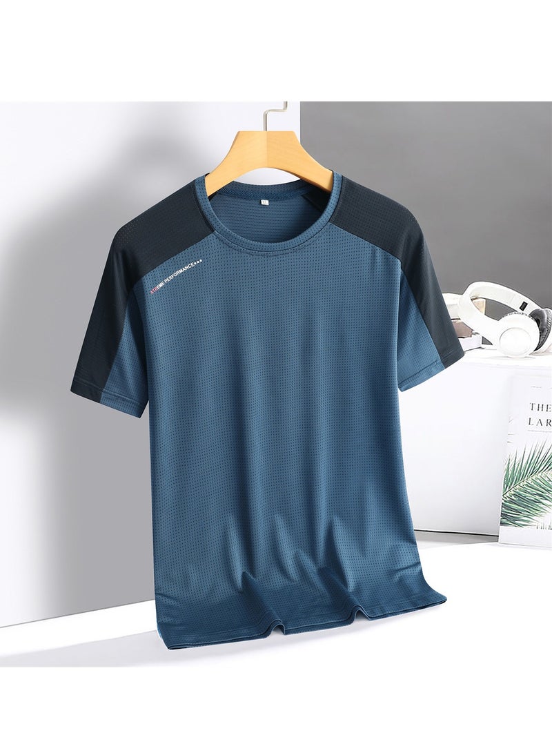 Summer new short-sleeved T-shirt men's quick-drying ice silk thin casual loose large size breathable versatile quick-drying top T-shirt  - Image 2