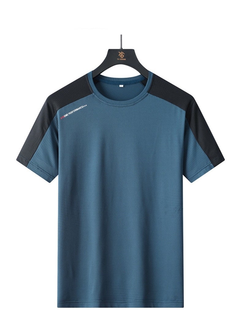 Summer new short-sleeved T-shirt men's quick-drying ice silk thin casual loose large size breathable versatile quick-drying top T-shirt  - Image 1