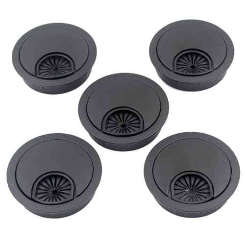 DGOL 5 pcs 1-7/8 inch (48mm) Metal Desk Grommet Cable Cord Wire Hole Cover Outlet Port (MATT Black) - Image 3
