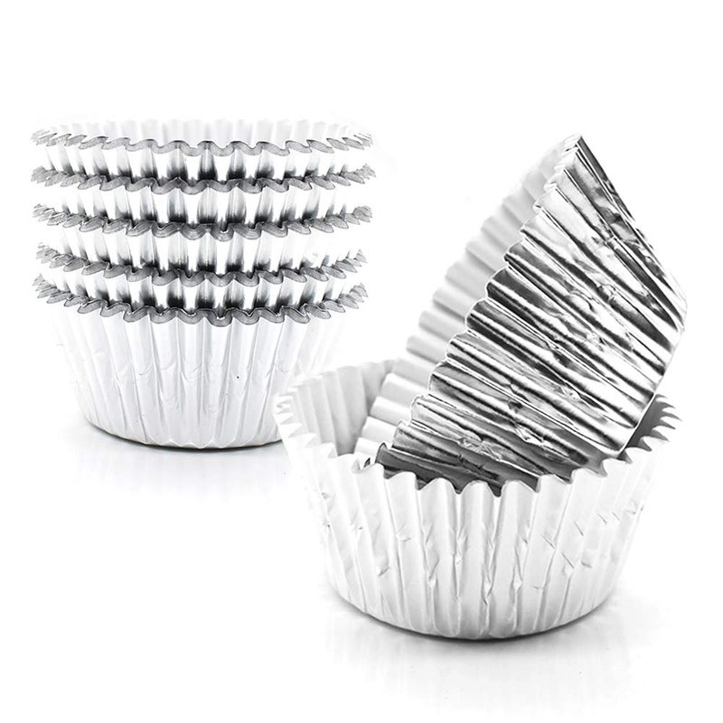 Golf Cupcake Liners SilverGOLF Standard Size Silver Foil Cupcake Liners Wrappers Metallic Baking CupsMuffin Paper Cases 100 Pack