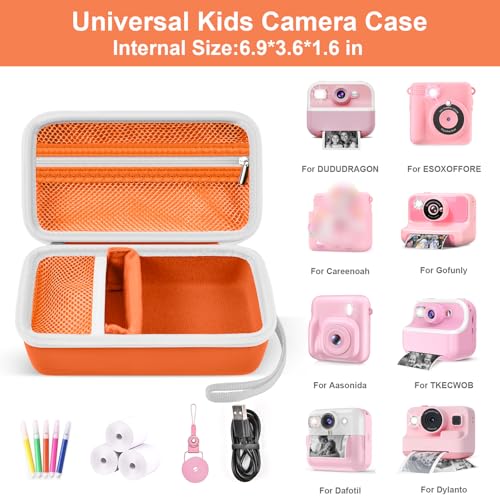 Grapsa Case Compatible with ESOXOFFORE for Dylanto for Anchioo for WEEFUN for GKTZ for Amzelas for Mafiti Instant Print Camera for Kids, Film Camera Storage Holder Organizer Bag (Box Only)- Orange - Image 2