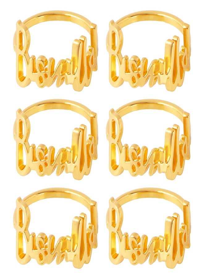 APTWOW Bismillah Letter Napkin Rings Set of 6 - Gold Metal Eid Mubarak Napkin Holder, Ramadan Napkin Rings for Ramadan Banquet Party Dining Table Decor - Image 1