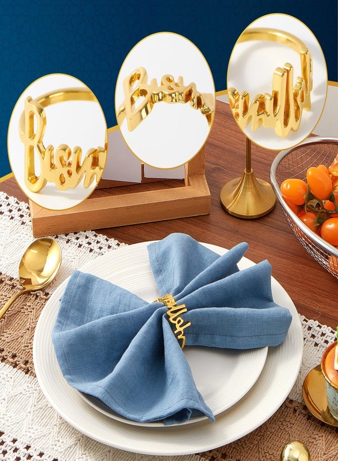 APTWOW Bismillah Letter Napkin Rings Set of 6 - Gold Metal Eid Mubarak Napkin Holder, Ramadan Napkin Rings for Ramadan Banquet Party Dining Table Decor - Image 4