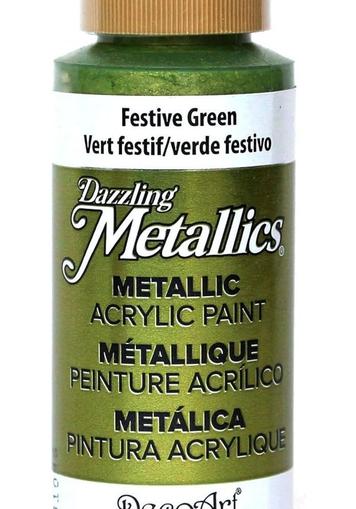 DecoArt Dazzling Metallics Acrylic Paint in Festive Green - 59 ml - Image 1