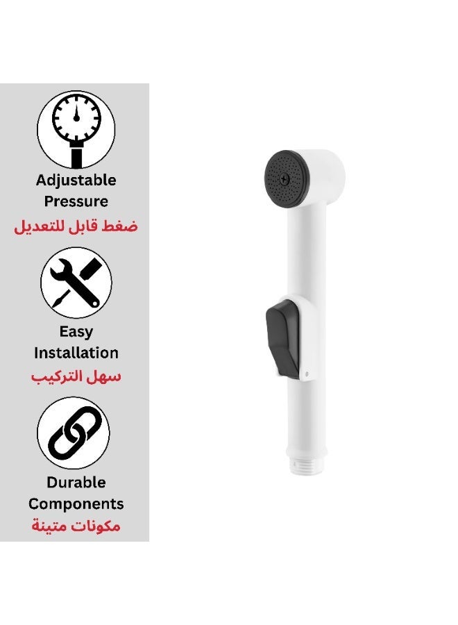 مجموعة التقنيات المتكاملة (ITG). بخاخ بيديه يدوي أبيض من ITG للمرحاض، رذاذ ناعم الضغط، حامل للتثبيت على الحائط، خرطوم من الفولاذ المقاوم للصدأ، مانع للتسرب، طقم تنظيف صحي للحمام - Image 2