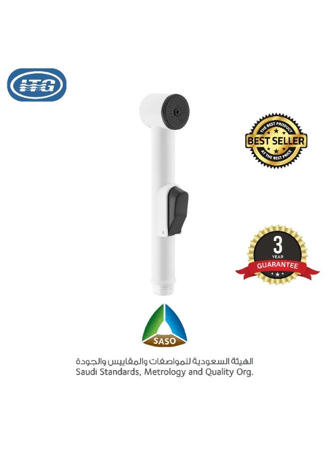 مجموعة التقنيات المتكاملة (ITG). بخاخ بيديه يدوي أبيض من ITG للمرحاض، رذاذ ناعم الضغط، حامل للتثبيت على الحائط، خرطوم من الفولاذ المقاوم للصدأ، مانع للتسرب، طقم تنظيف صحي للحمام - Image 1