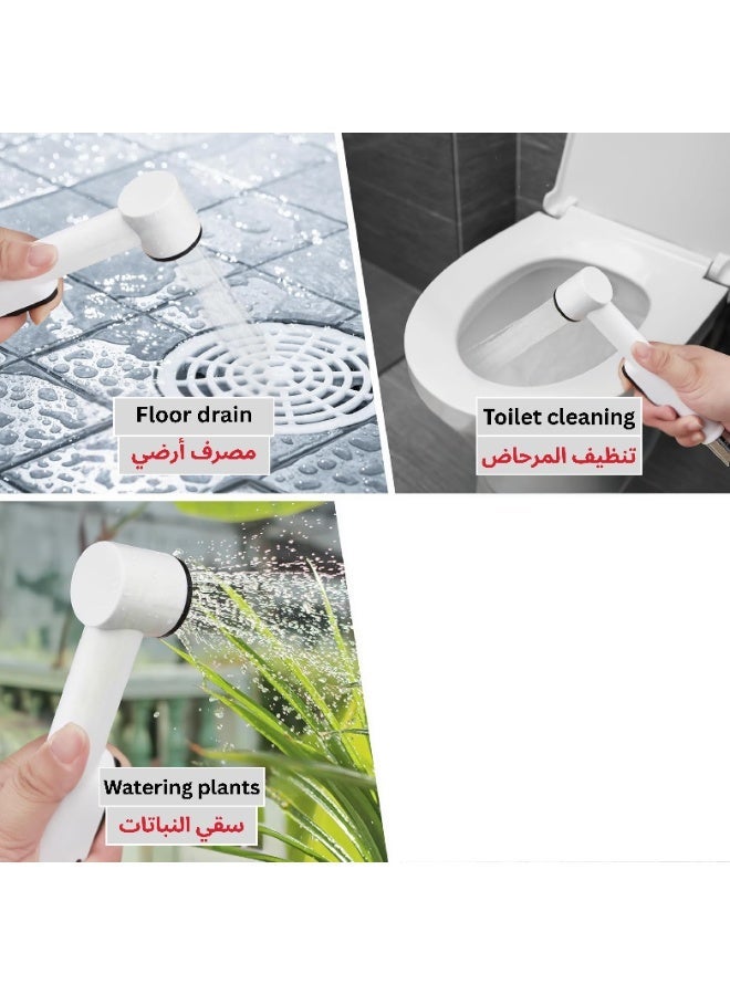 مجموعة التقنيات المتكاملة (ITG). بخاخ بيديه يدوي أبيض من ITG للمرحاض، رذاذ ناعم الضغط، حامل للتثبيت على الحائط، خرطوم من الفولاذ المقاوم للصدأ، مانع للتسرب، طقم تنظيف صحي للحمام - Image 4