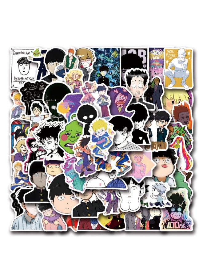 NIBEMINENT 55 Pcs Mob Psycho Deco Kit Waterproof Stickers, High Definition Printing Bright Colors, Suitable for Laptop Skateboard Luggage Water Bottle Guitar DIY - Image 1