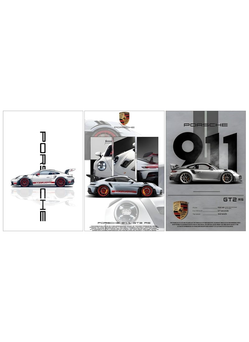 kuavi kuavi Car Aesthetic Sports Wall Poster for Wall Decor Home Decor Office Gaming Room Bed Room Porsche Posters Race Car Posters Set of 3 300 GSM Size 12x18 inch  - Image 1