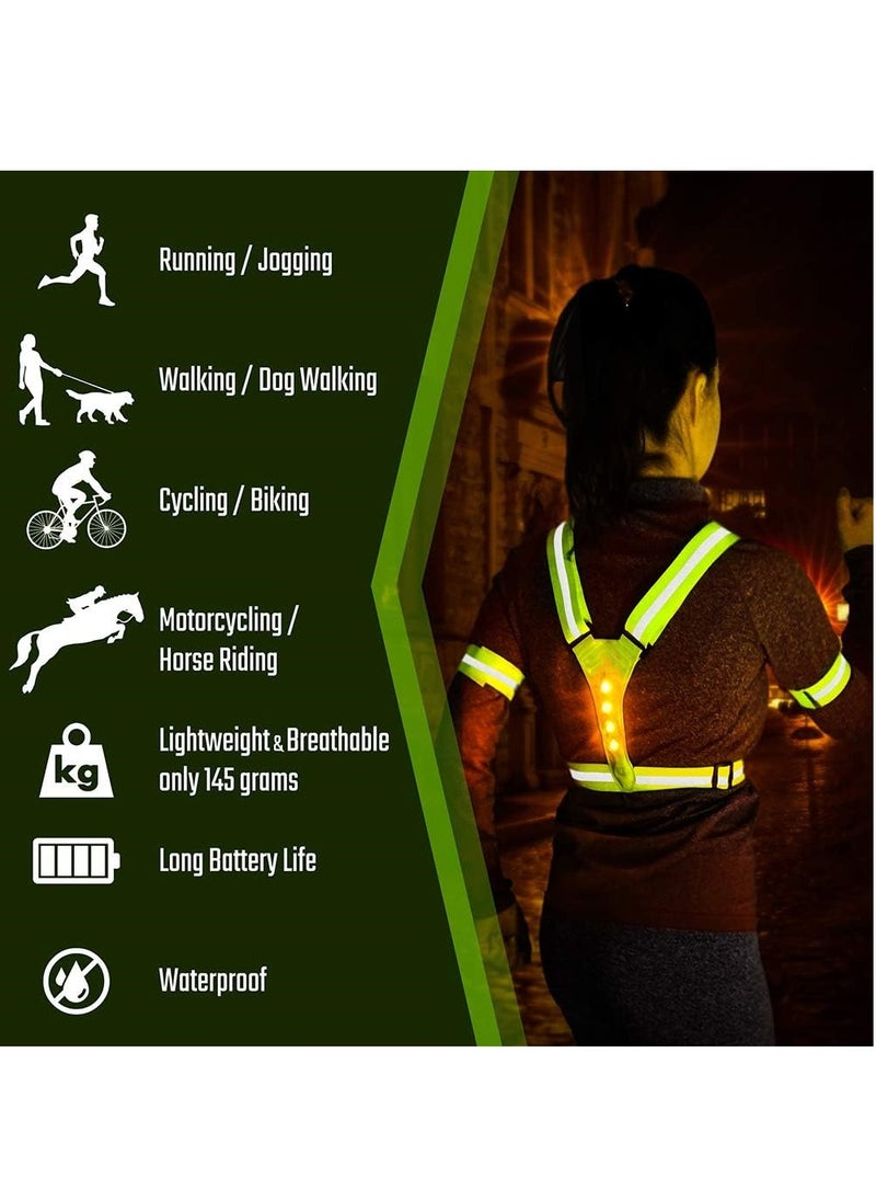 RATSAW LED Reflective Vest Running Gear 360° High Visibility Running Vest with Adjustable Waist Shoulder  Running Lights for Runners Night Jogging Running Dog Walking Cycling  - Image 4