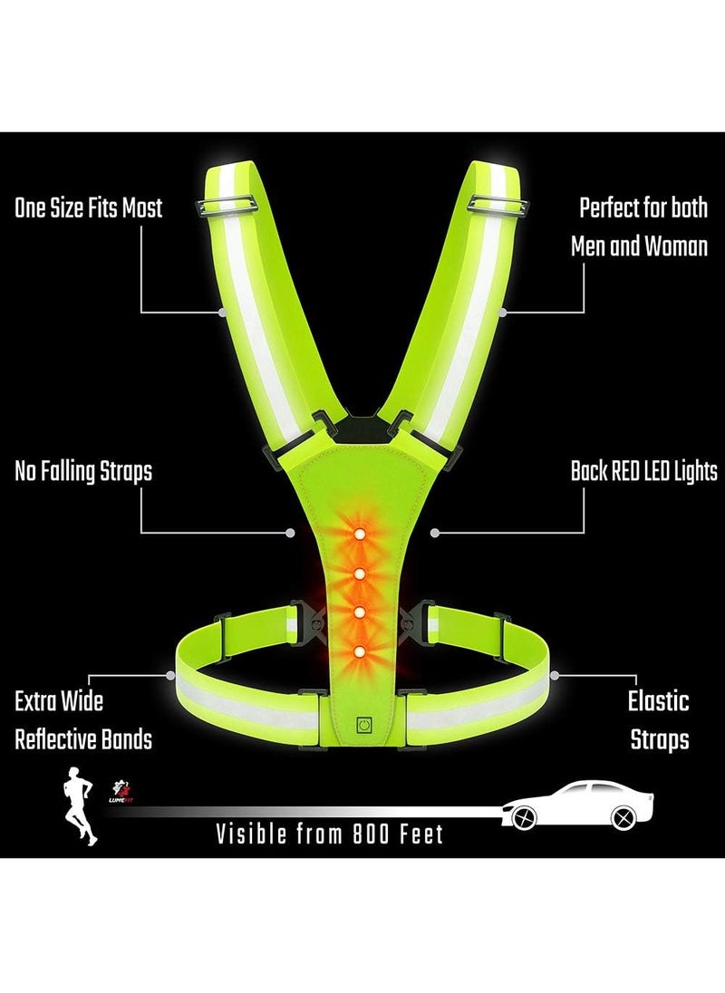 RATSAW LED Reflective Vest Running Gear 360° High Visibility Running Vest with Adjustable Waist Shoulder  Running Lights for Runners Night Jogging Running Dog Walking Cycling  - Image 3