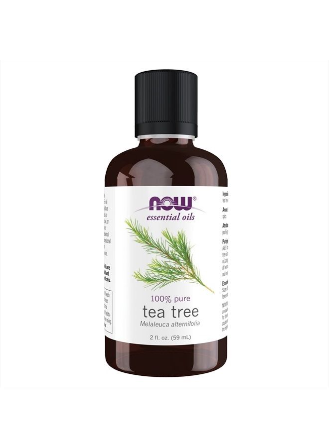 now Essential Oils, Tea Tree Oil, Cleansing Aromatherapy Scent, Steam Distilled, 100% Pure, Vegan, Child Resistant Cap, 2-Ounce  - Image 1