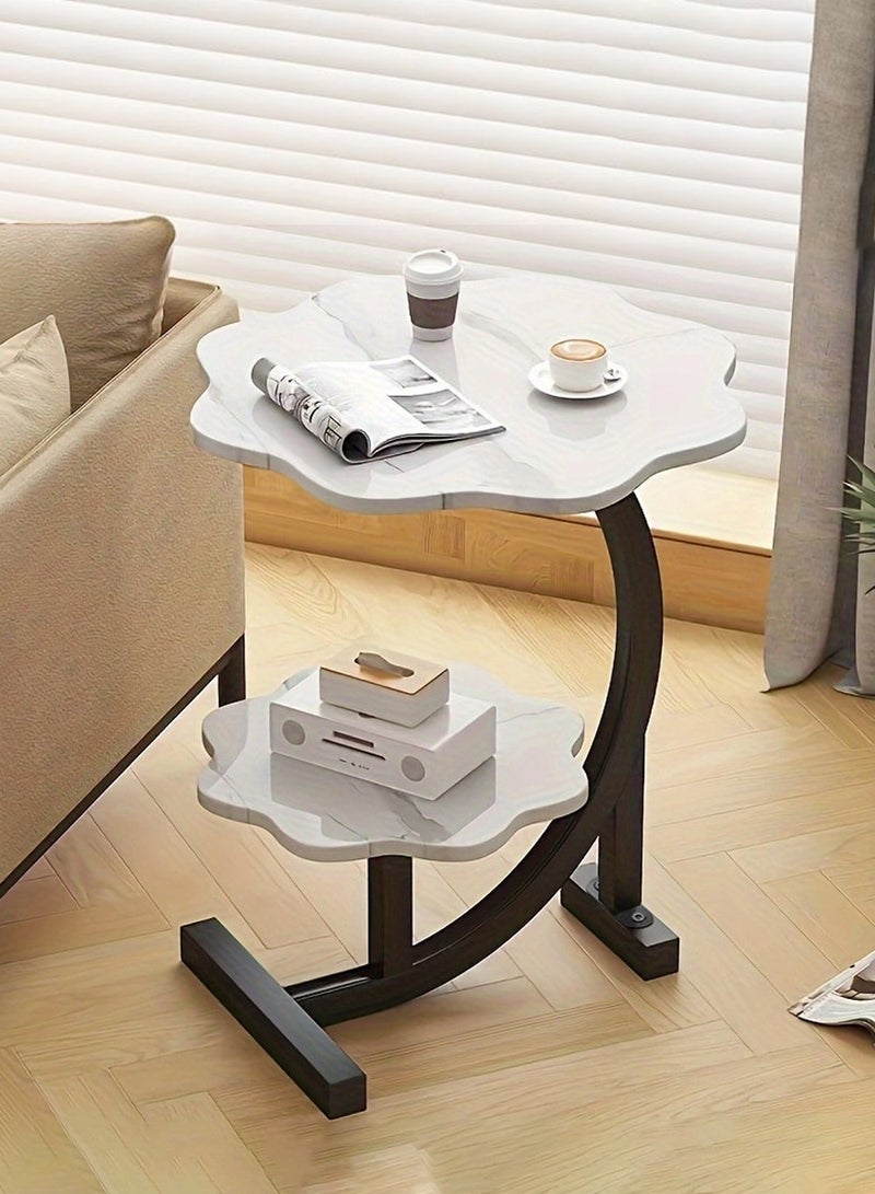 بيروي "طاولة جانبية معدنية متعددة الطوابق - مزيج إبداعي من الخشب الصناعي والمعدن، مناسبة للغرفة المعيشة/غرفة النوم/المكتب، قطعة فنية ديكور مميزة" - Image 1