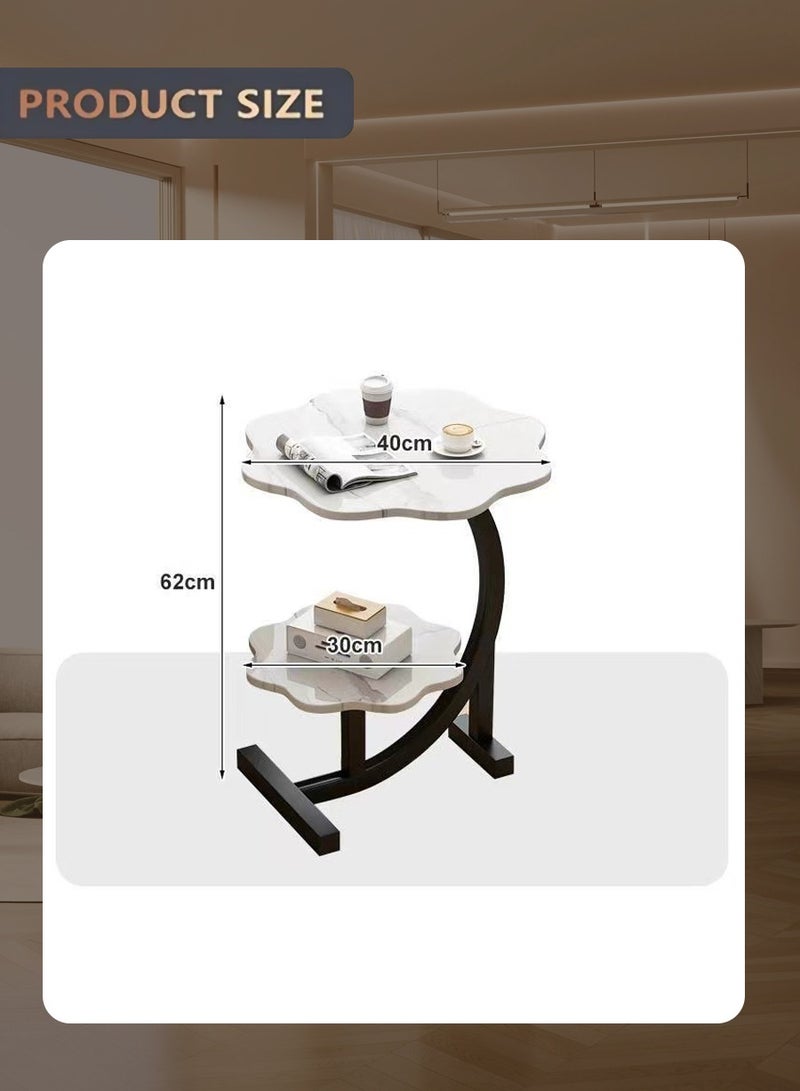 بيروي "طاولة جانبية معدنية متعددة الطوابق - مزيج إبداعي من الخشب الصناعي والمعدن، مناسبة للغرفة المعيشة/غرفة النوم/المكتب، قطعة فنية ديكور مميزة" - Image 2