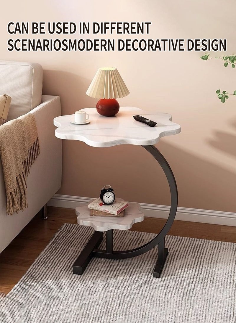 بيروي "طاولة جانبية معدنية متعددة الطوابق - مزيج إبداعي من الخشب الصناعي والمعدن، مناسبة للغرفة المعيشة/غرفة النوم/المكتب، قطعة فنية ديكور مميزة" - Image 3