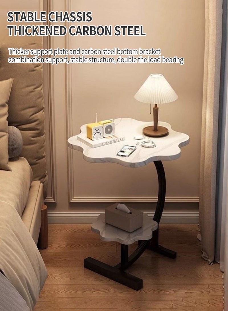 بيروي "طاولة جانبية معدنية متعددة الطوابق - مزيج إبداعي من الخشب الصناعي والمعدن، مناسبة للغرفة المعيشة/غرفة النوم/المكتب، قطعة فنية ديكور مميزة" - Image 4