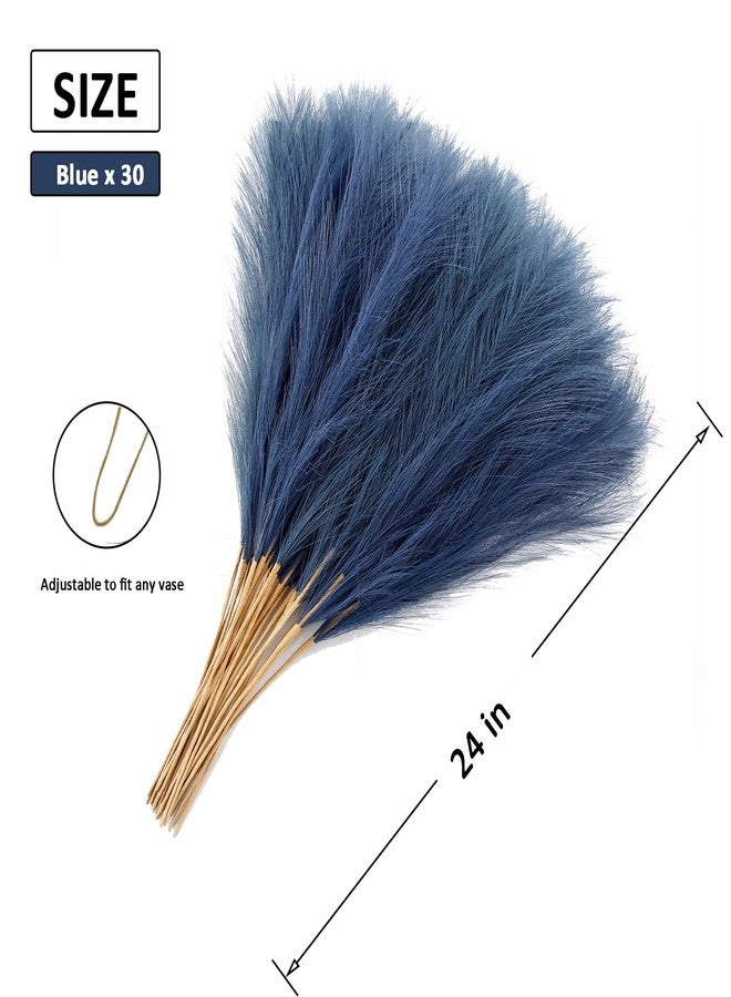 Acfruits Navy Blue Faux Pampas Grass Extra Full, 24'' Tall 30 Stems with 90 Branches Artificial Pampas Grass Boho Decor, Artificial Flower Arrangements for Wedding Centerpieces, Vase Filler - Image 3