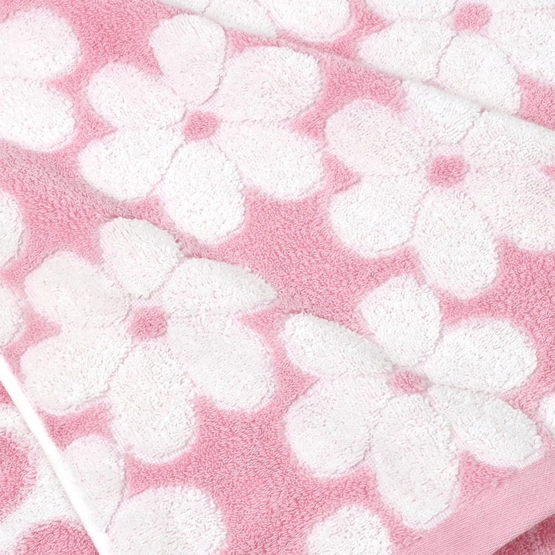 Jacquotha Pink Bath Towels Set of 2, Super Absorbent & Decorative 27.5x55 Inches, Cute Floral Jacquard Shower Towel for Bathroom, Cotton - Image 3