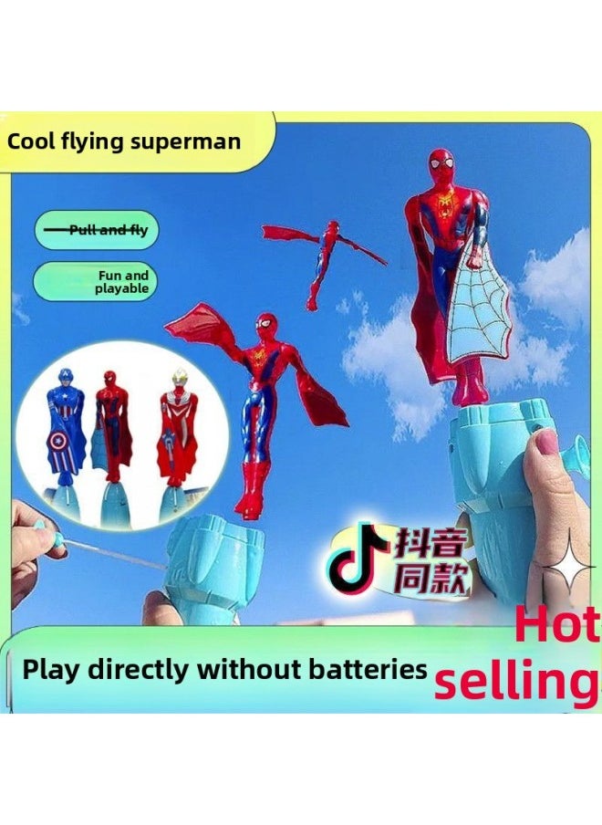 Generic - Flying Ultraman Hand Crowd Bamboo Dragonfly Flying Vehicle Superman Spider-Man Students Love Flying Toys-Color:[ultraman + Iron Man + Captain America] Two Launches-Specifications:Hero, Please Place An Order [feitian Toy] Is Fun And Playable - Image 1