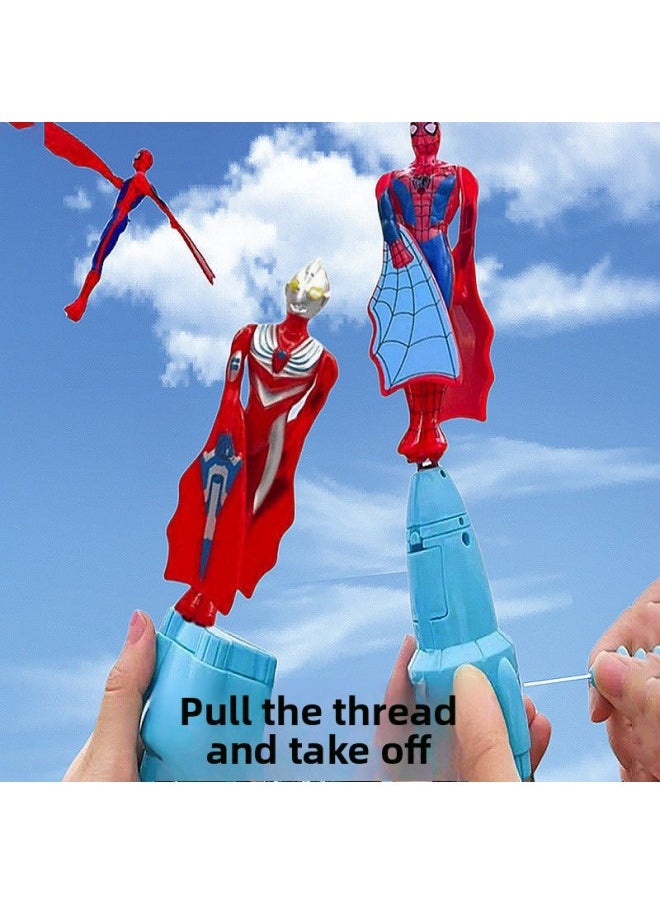 Generic - Flying Ultraman Hand Crowd Bamboo Dragonfly Flying Vehicle Superman Spider-Man Students Love Flying Toys-Color:[ultraman + Iron Man + Captain America] Two Launches-Specifications:Hero, Please Place An Order [feitian Toy] Is Fun And Playable - Image 1