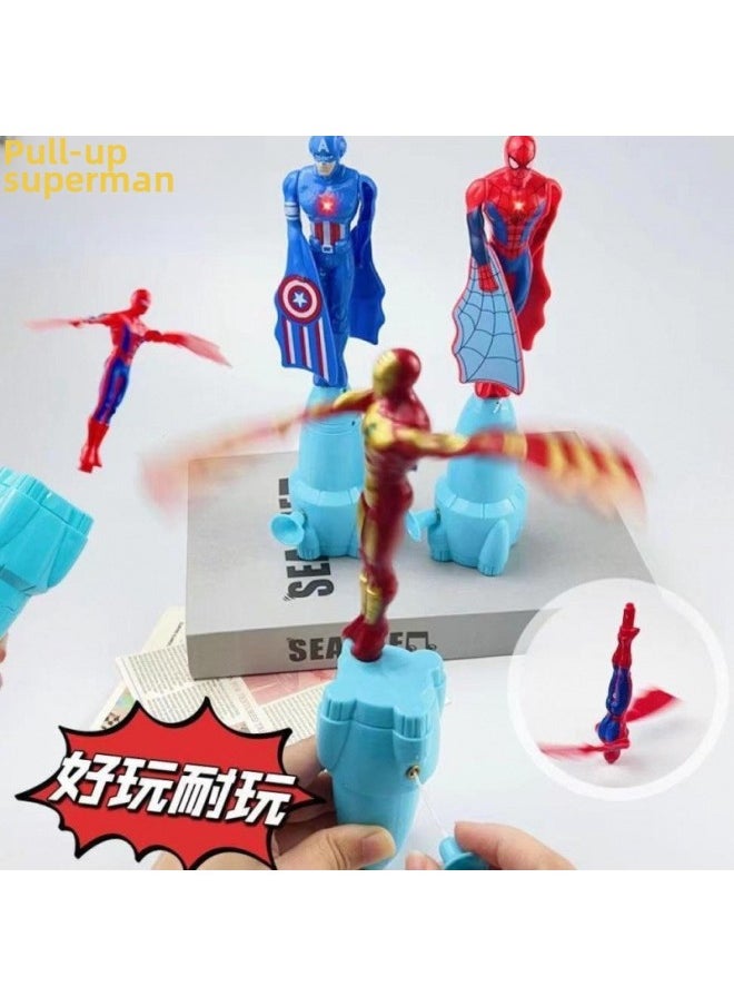 Generic - Flying Ultraman Hand Crowd Bamboo Dragonfly Flying Vehicle Superman Spider-Man Students Love Flying Toys-Color:[ultraman + Iron Man + Captain America] Two Launches-Specifications:Hero, Please Place An Order [feitian Toy] Is Fun And Playable - Image 1