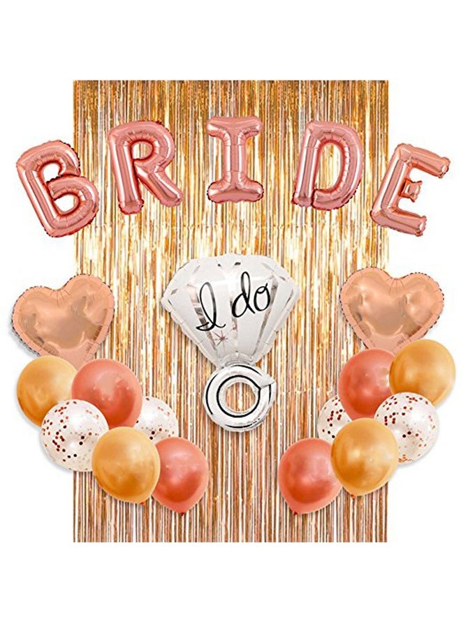 HOMESTAR Generic Bridal Shower Kit Bachelorette Party Decorations Bride Foil Balloons Bride To Be Sash, Heart Balloons, Rose Balloons, Confetti Balloons Ring Balloon Metallic Foil Curtains  - Image 1