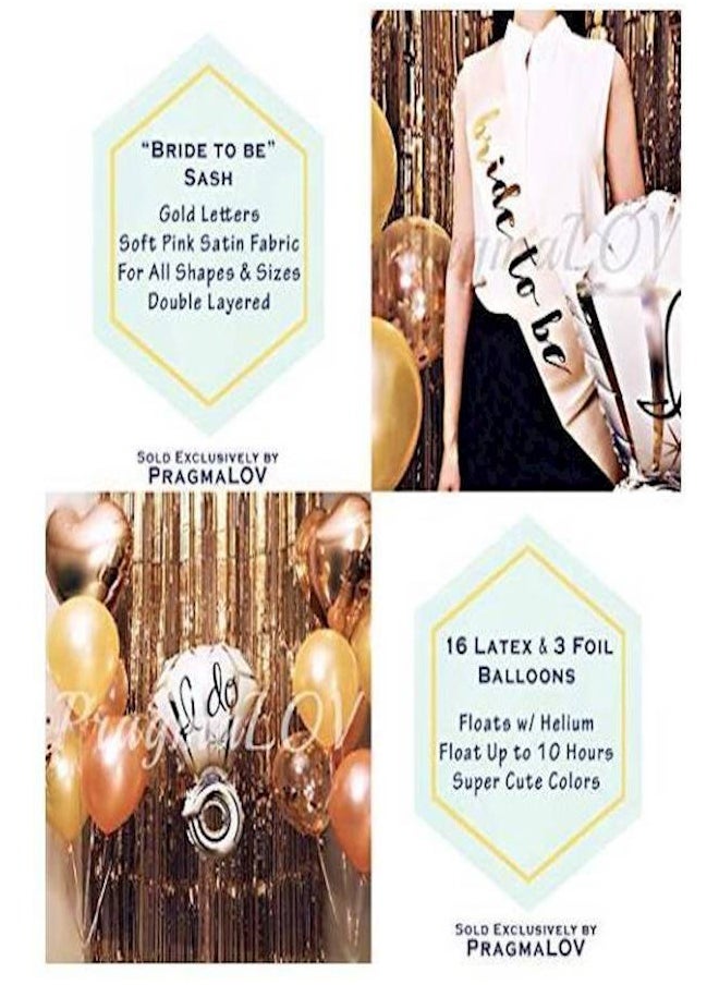 HOMESTAR Generic Bridal Shower Kit Bachelorette Party Decorations Bride Foil Balloons Bride To Be Sash, Heart Balloons, Rose Balloons, Confetti Balloons Ring Balloon Metallic Foil Curtains  - Image 4