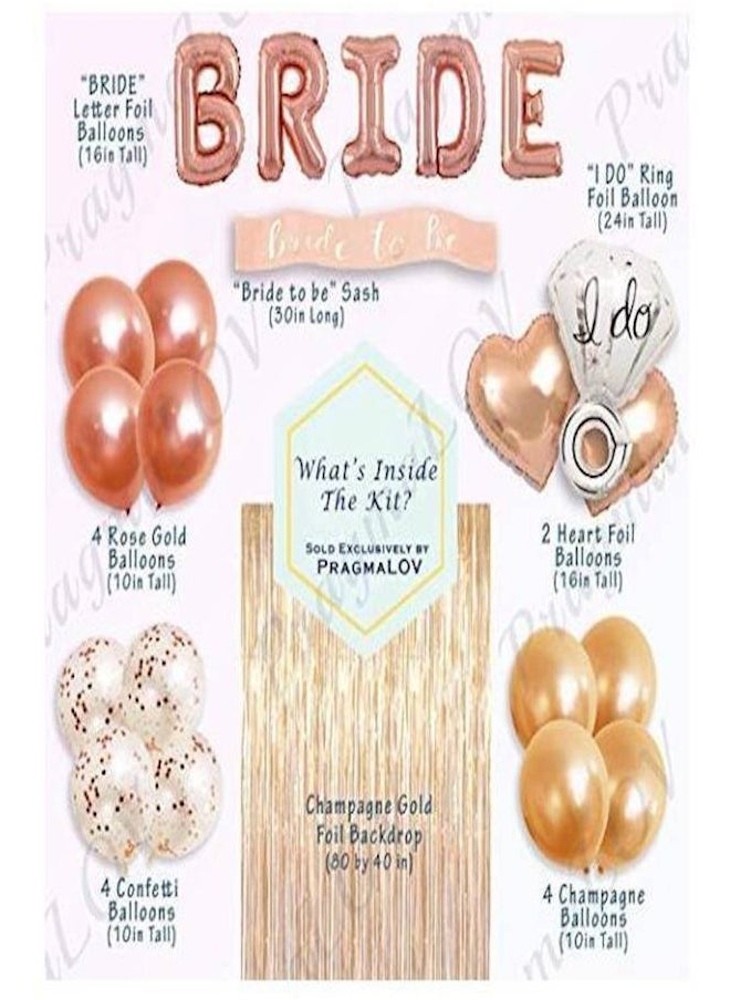 HOMESTAR Generic Bridal Shower Kit Bachelorette Party Decorations Bride Foil Balloons Bride To Be Sash, Heart Balloons, Rose Balloons, Confetti Balloons Ring Balloon Metallic Foil Curtains  - Image 3