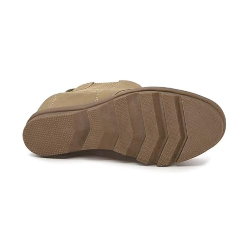 Athlefit Women's Wedge Boots Comfortable Ankle Wedge Khaki Booties Size 7.5 - Image 4