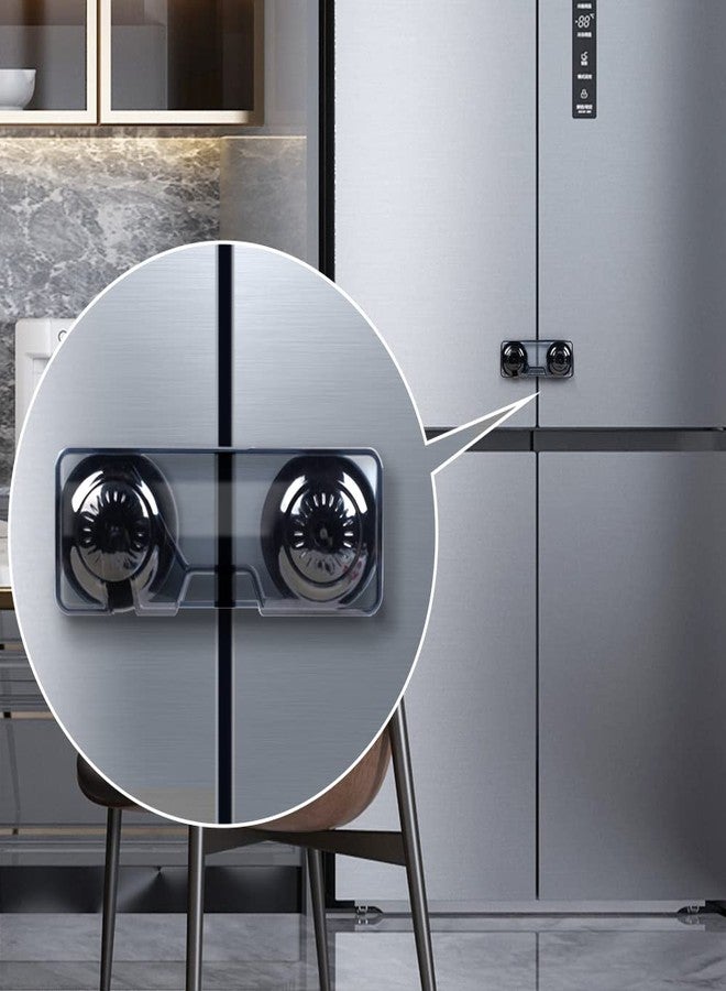 EUDEMON 2 Pack Childproof Refrigerator Lock, Baby Safety French Fridge Door Lock, Freezer Lock, Invisible Cabinet Cupboard Lock for Toddlers, Easy to Install, no Tools Need or Drill (Clear-Black) - Image 1