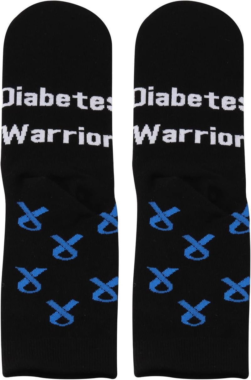 PXTIDY 1 Pairs Diabetic Socks Diabetes Warrior Diabetes Awareness Gift Warrior Supply Kit Gift Diabetic Socks - Image 2