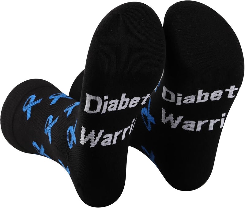 PXTIDY 1 Pairs Diabetic Socks Diabetes Warrior Diabetes Awareness Gift Warrior Supply Kit Gift Diabetic Socks - Image 1