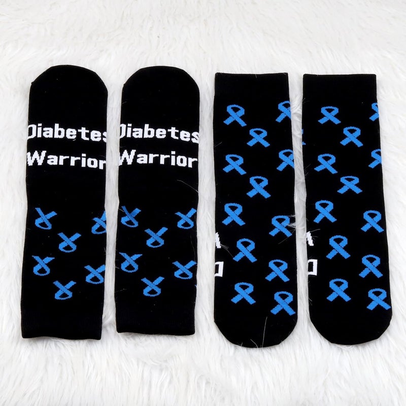 PXTIDY 1 Pairs Diabetic Socks Diabetes Warrior Diabetes Awareness Gift Warrior Supply Kit Gift Diabetic Socks - Image 5