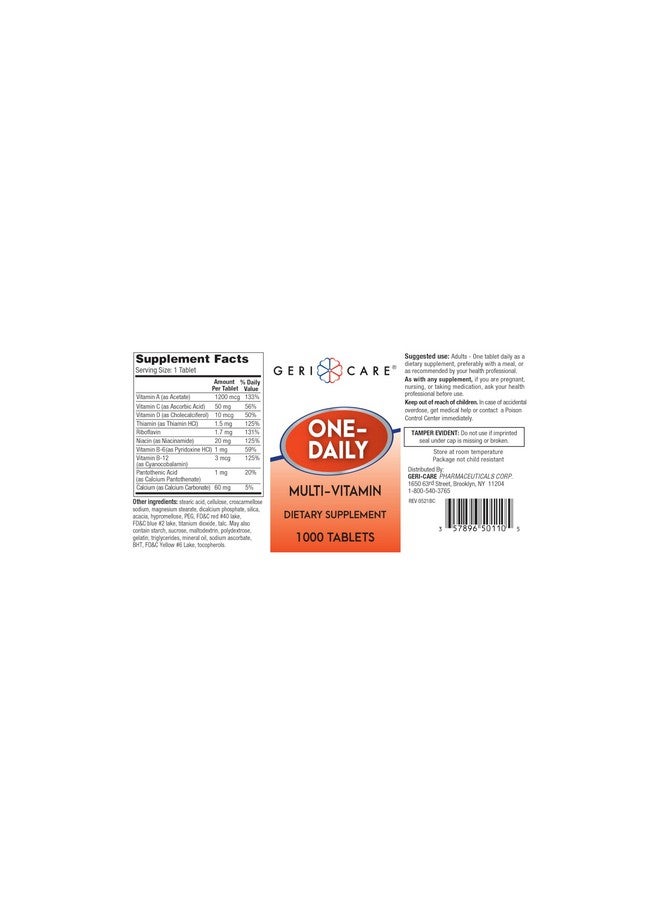 GeriCare One-Daily Multi-Vitamin Tablets Dietary Suplement, 1000 Count (Pack of 1) - Image 2