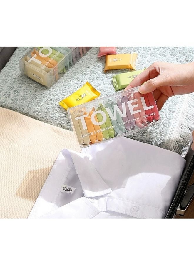 14 قطعة من المناشف القطنية المضغوطة للاستخدام مرة واحدة - عبوة سفر محمولة وسميكة للاستخدام في الوجه والحمام والفنادق - Image 3
