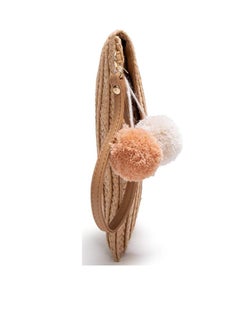 Generic Straw Shoulder Bag Straw Clutch Women Hand-woven PomPom Straw Crossbody Bag Summer Beach Envelope Purse Wallet  - Image 5