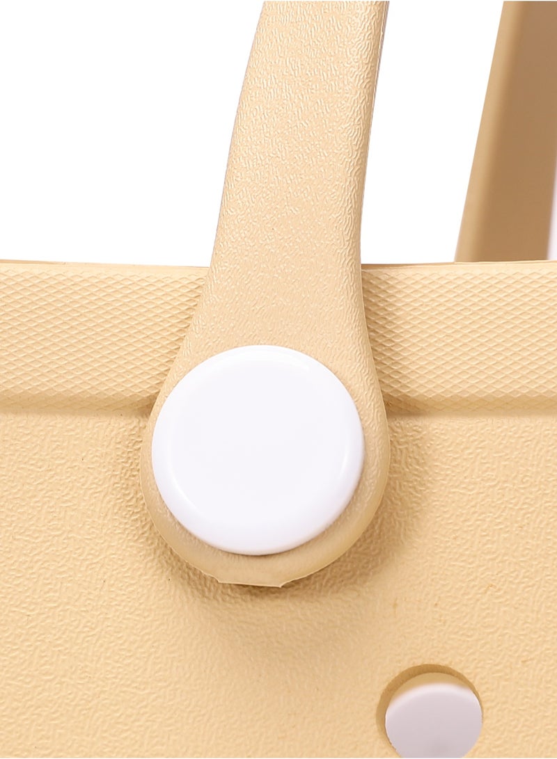 EVA Rubber Beach Tote Bag with 5 Summer Charms | Waterproof, Durable & Easy-to-Clean | Spacious Summer Beach Bag for Women & Family | (Peach - Large) - Image 4