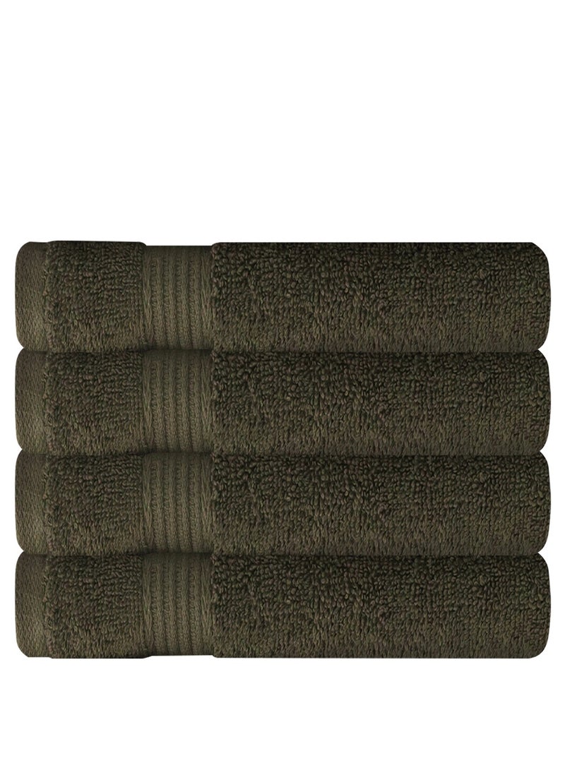 REZLAN UAE REZLAN Premium 4-Piece Hand Towel Set - 100% Cotton (40×60 cm/16×24 in) - Soft & Absorbent - ARMY GREEN  - Image 1