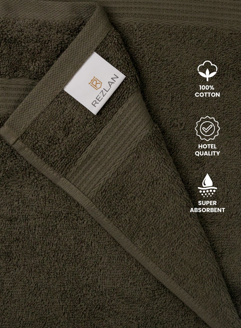 REZLAN UAE REZLAN Premium 4-Piece Hand Towel Set - 100% Cotton (40×60 cm/16×24 in) - Soft & Absorbent - ARMY GREEN  - Image 2
