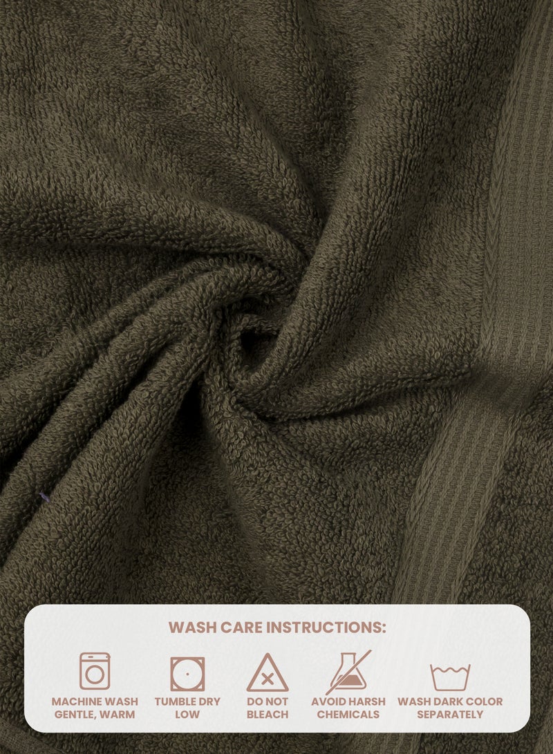 REZLAN UAE REZLAN Premium 4-Piece Hand Towel Set - 100% Cotton (40×60 cm/16×24 in) - Soft & Absorbent - ARMY GREEN  - Image 3